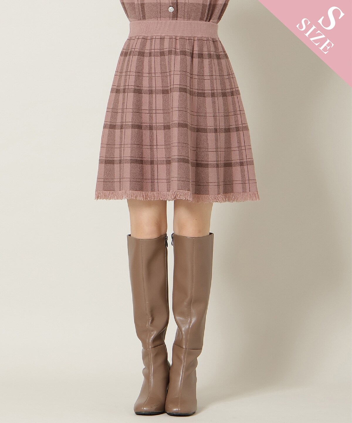【10/17(fri)12時発売】チェック柄ニットフレアスカート