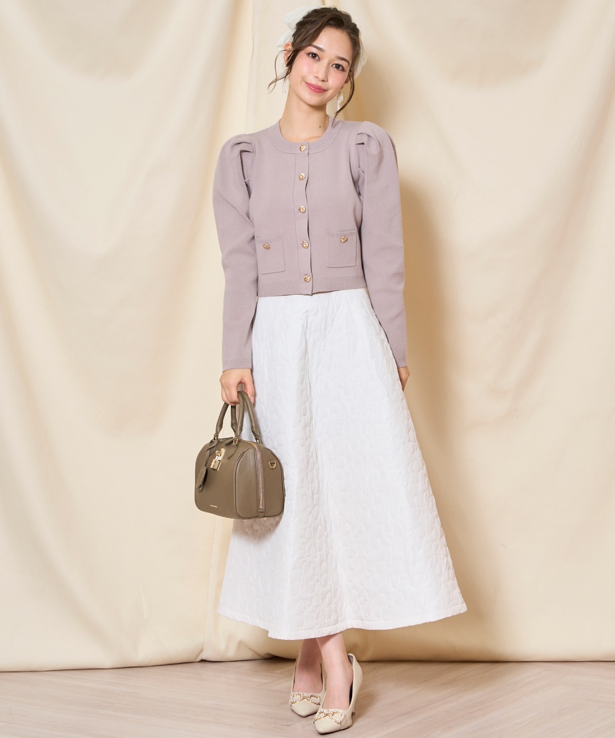 キルティングボリュームフレアスカート