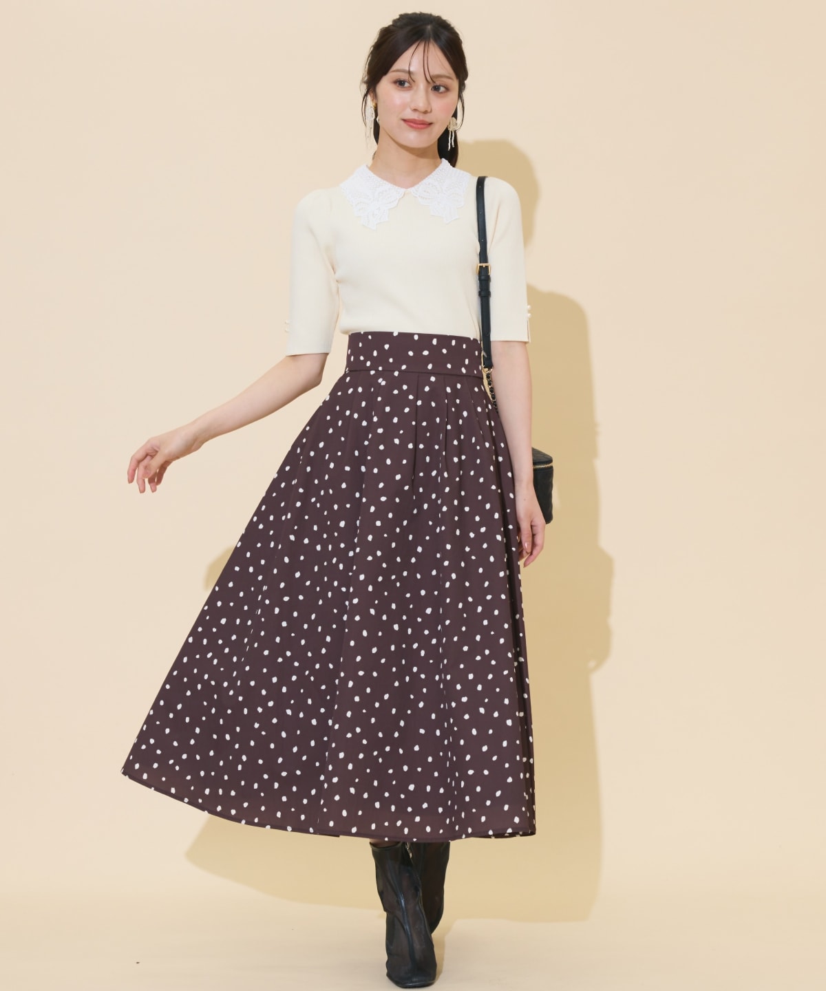 ダルメシアンプリントボリュームタックスカート