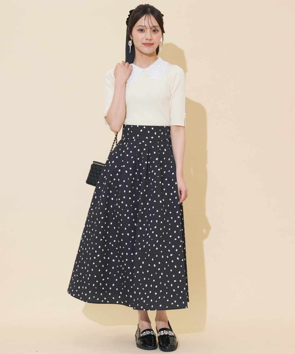 ダルメシアンプリントボリュームタックスカート