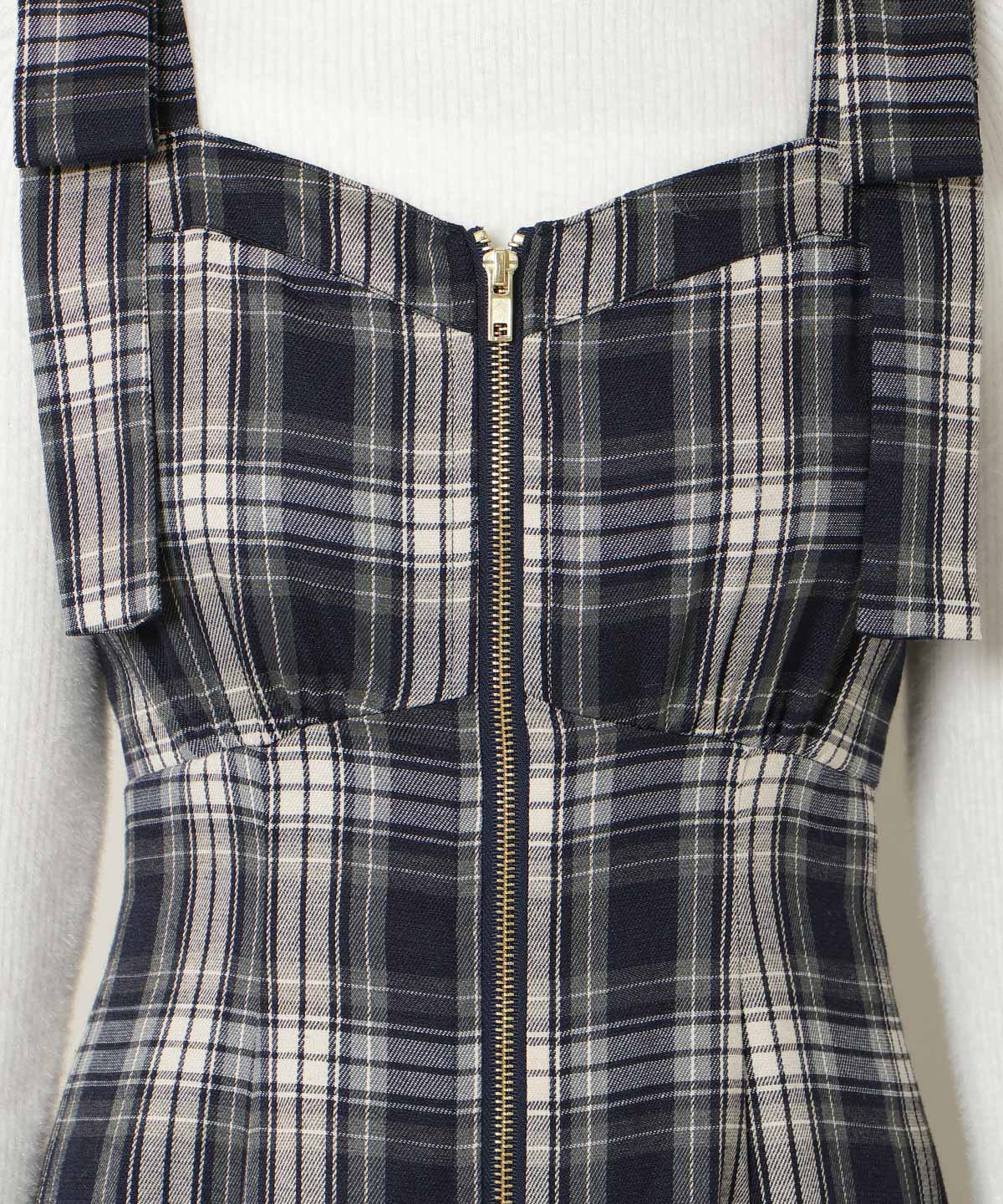 【新色追加】ショルダーリボンフロントZIPワンピース