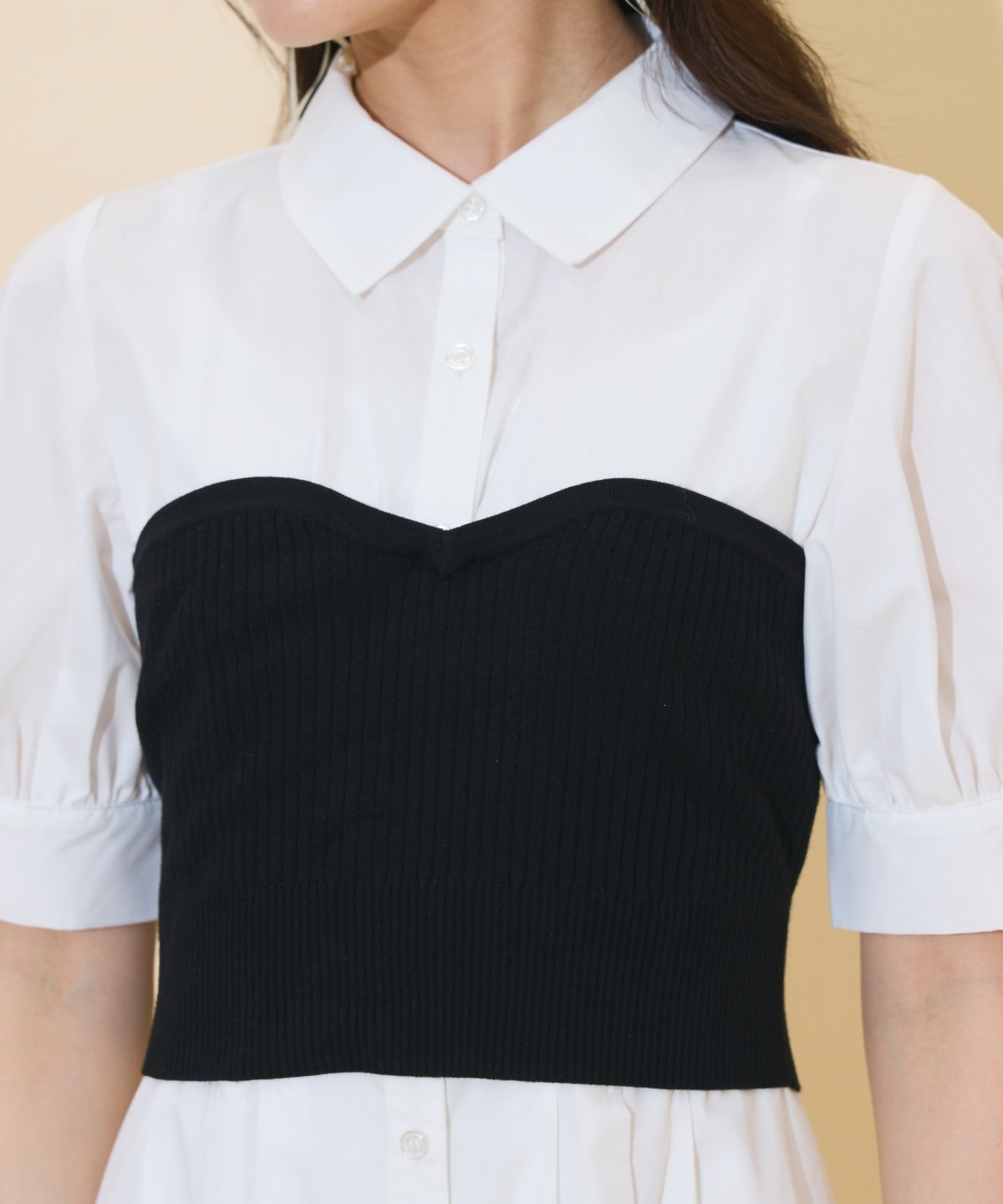 ビスチェレイヤードタックシャツワンピース