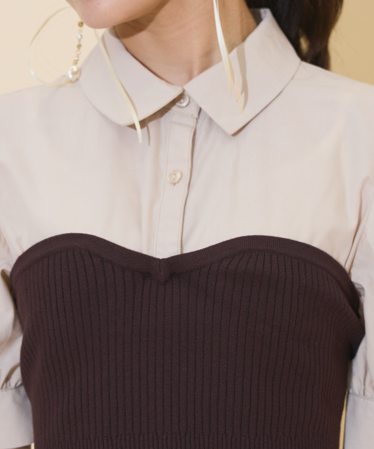 ビスチェレイヤードタックシャツワンピース