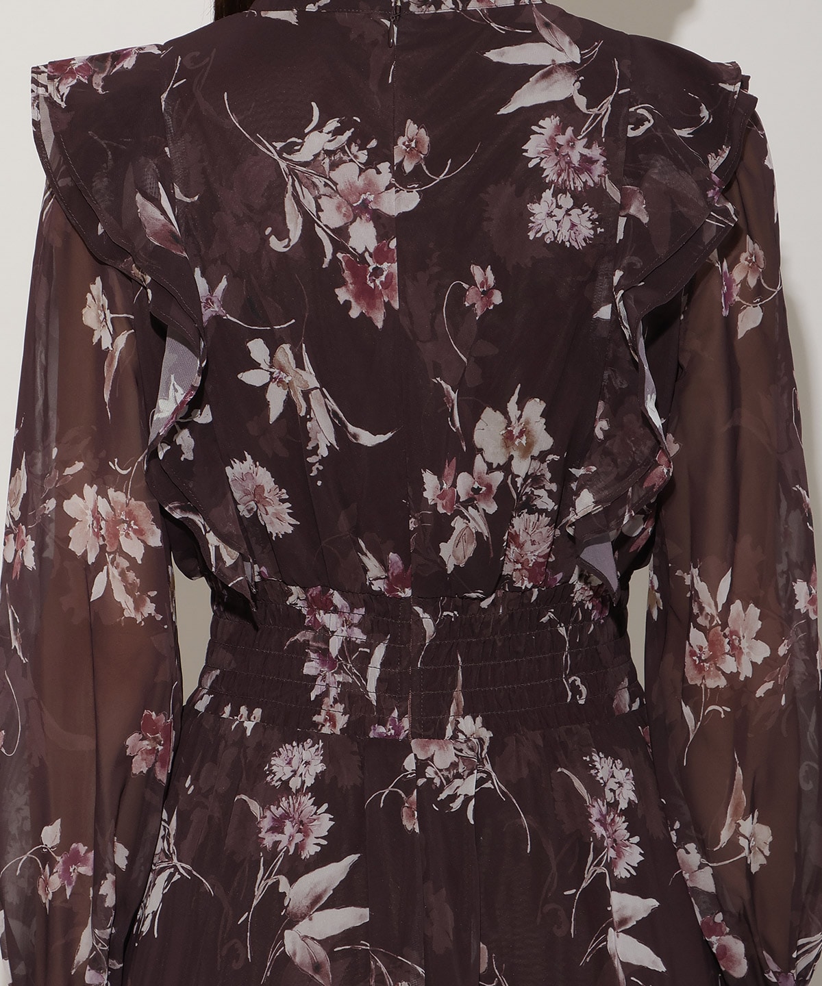 フラワープリントウエストシャーリングワンピース