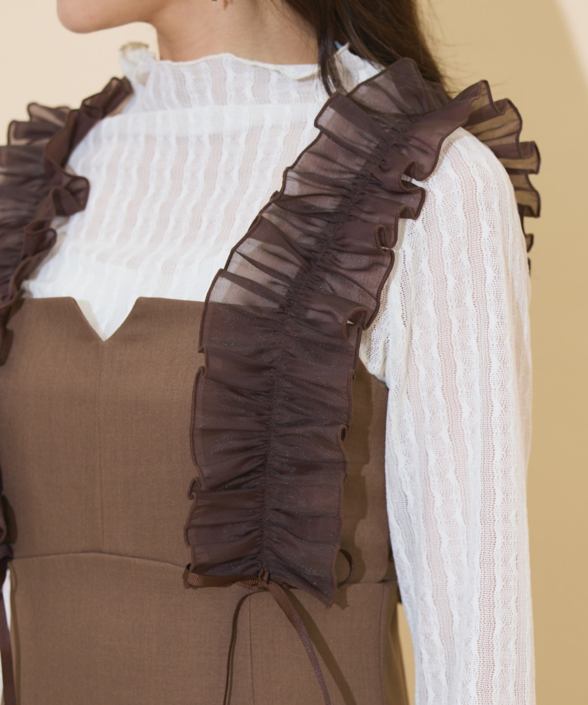 フリルショルダーマーメイドワンピース