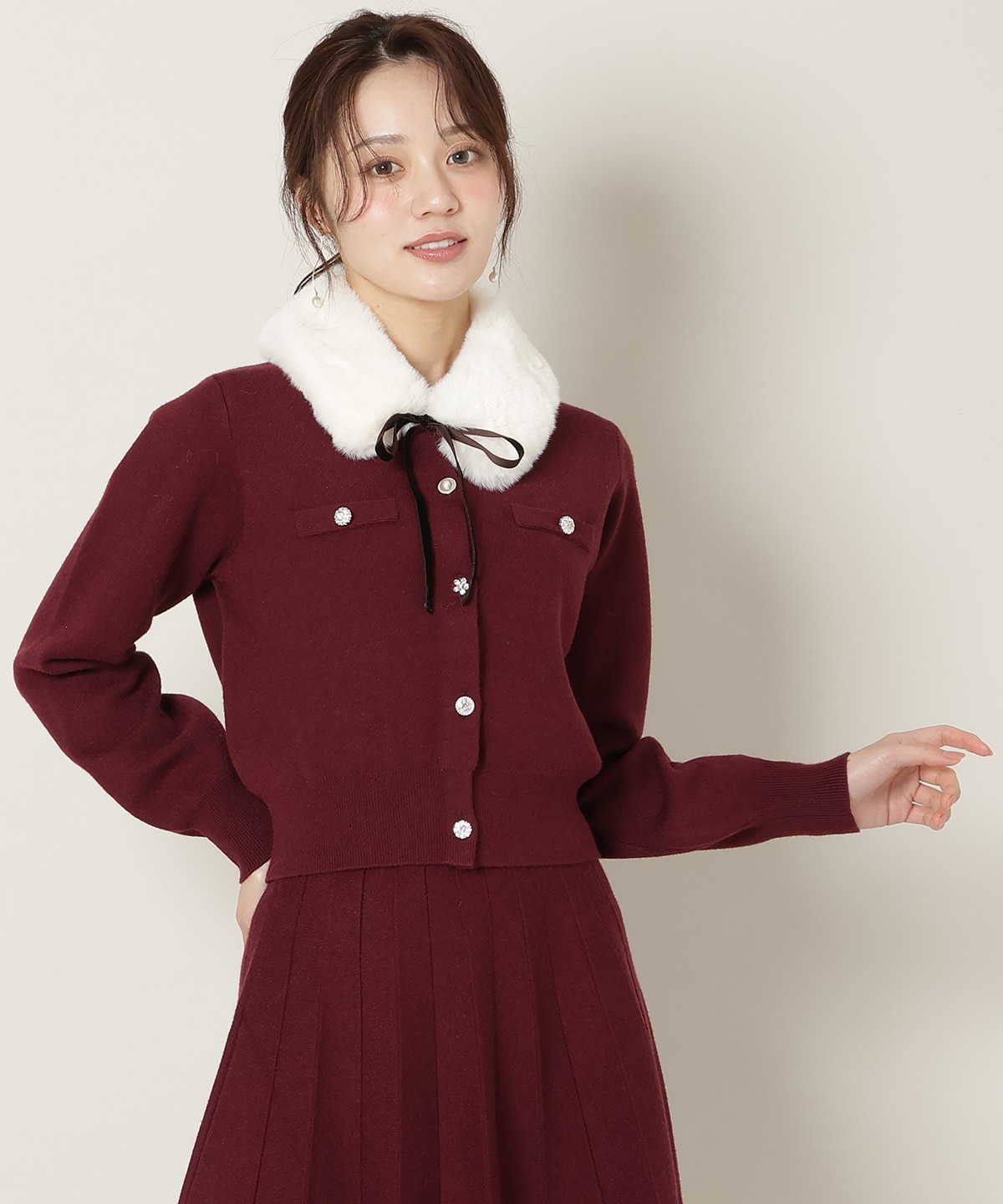 【11/21(fri)10時発売】ファーティペット付きニットSETUP