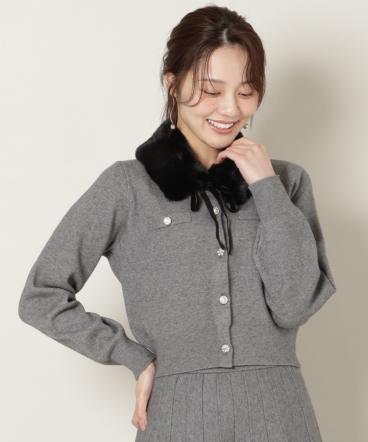 【11/21(fri)10時発売】ファーティペット付きニットSETUP