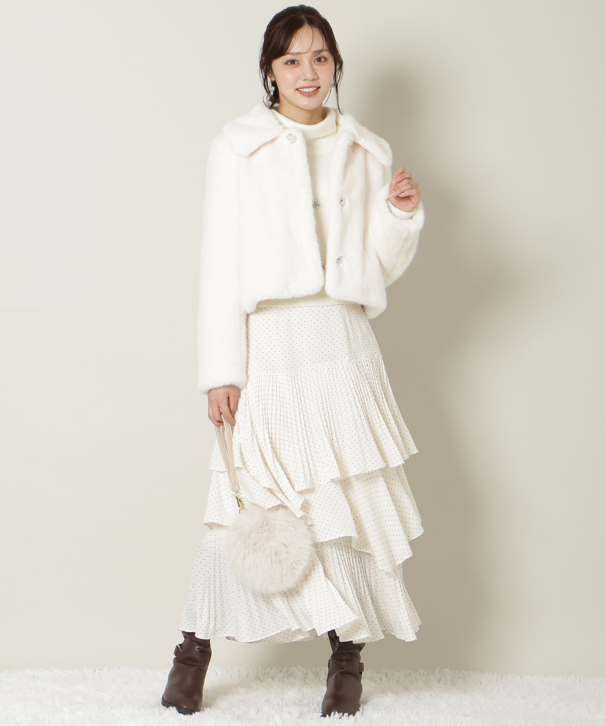 ステンカラーエコファーショートジャケット