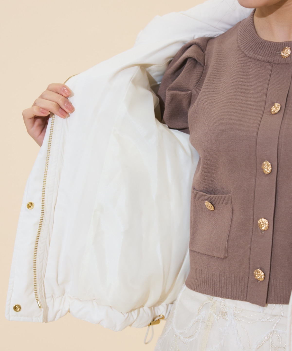 ファー付きショートダウン