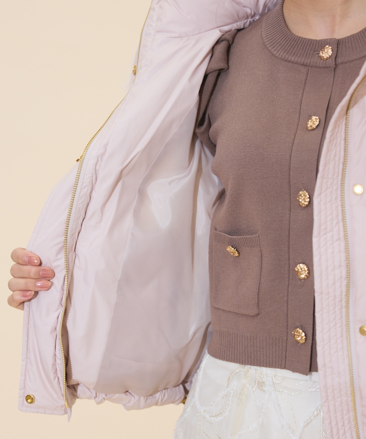 ファー付きショートダウン