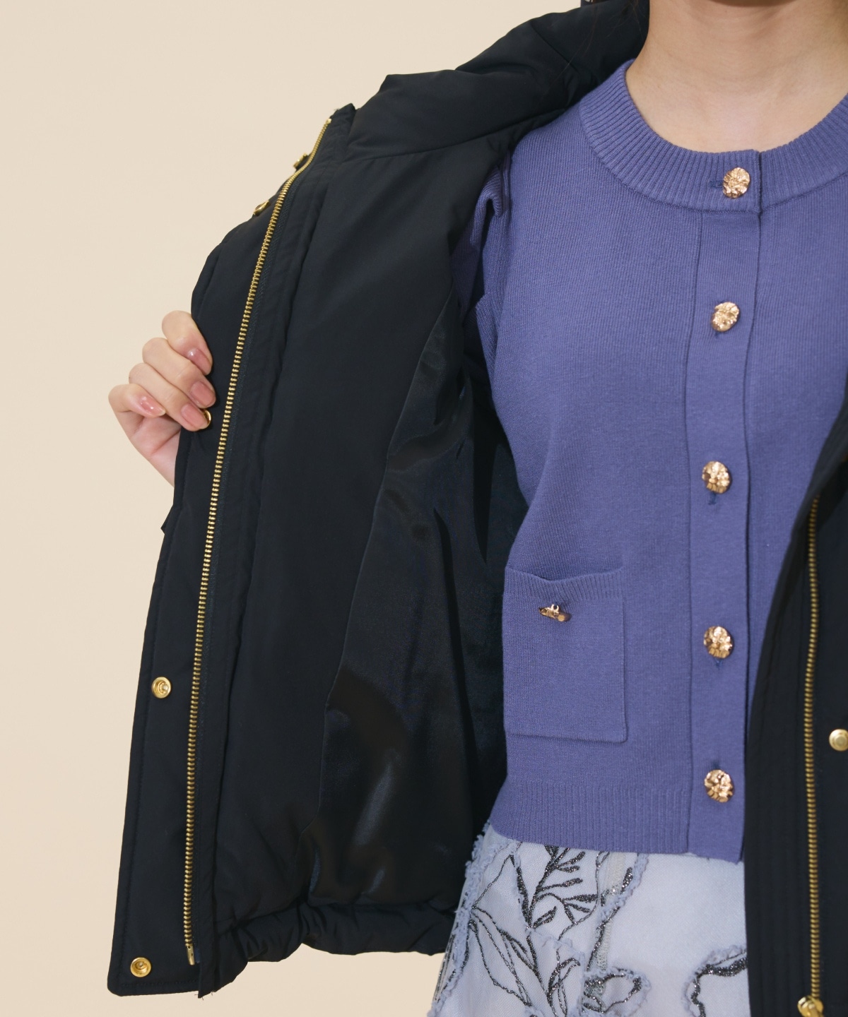 ファー付きショートダウン