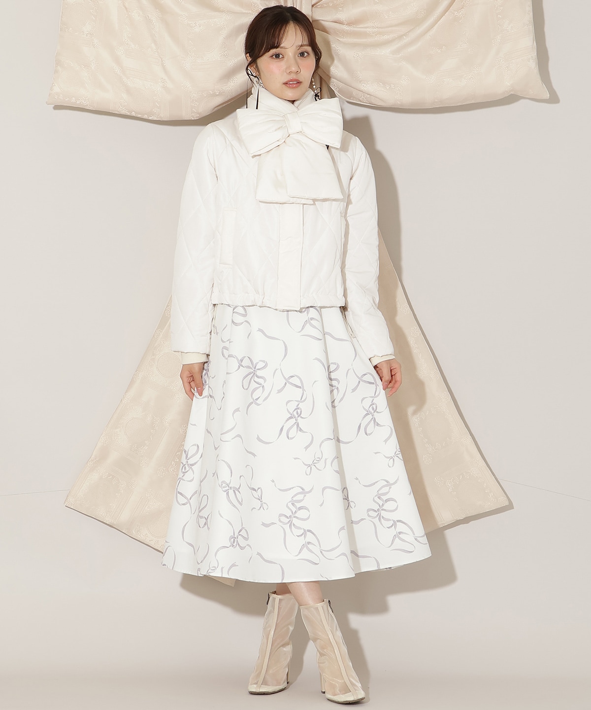 ダイヤキルティングリボン中綿ブルゾン