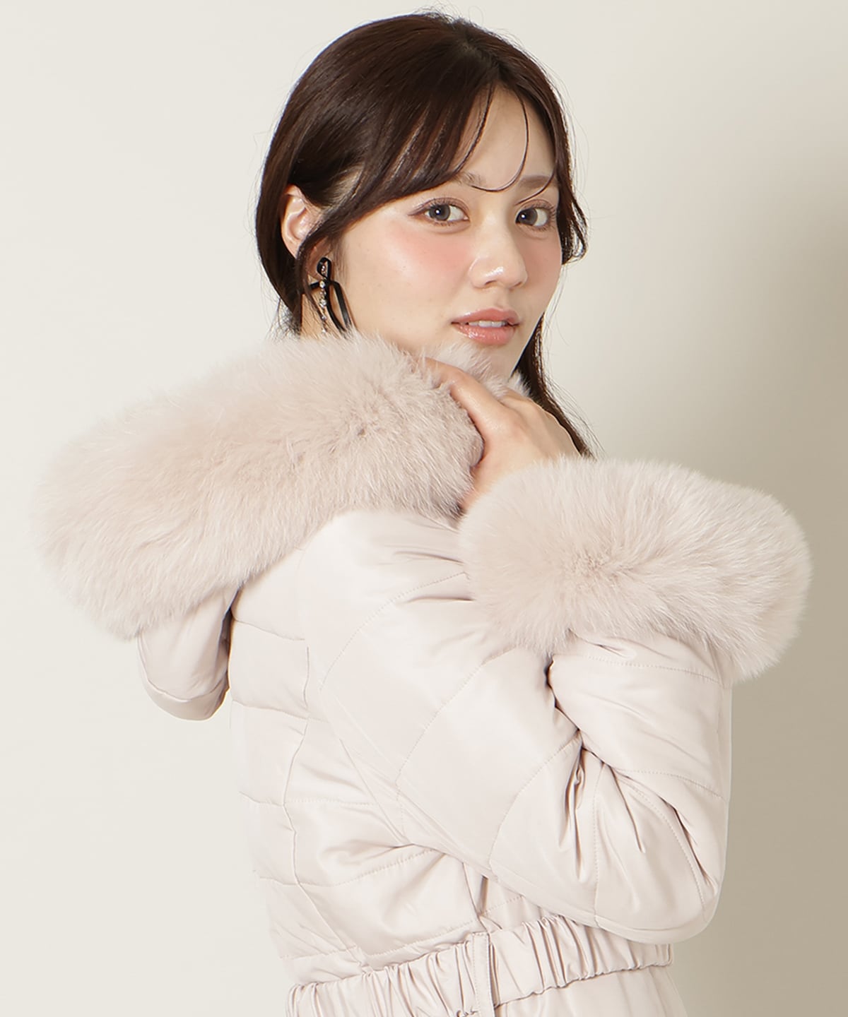 フォックスファーキルティングフレアコート