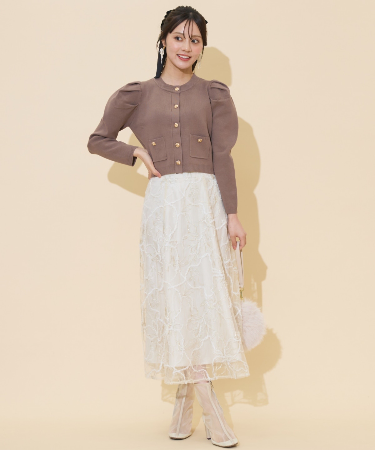 タックスリーブニットカーディガン