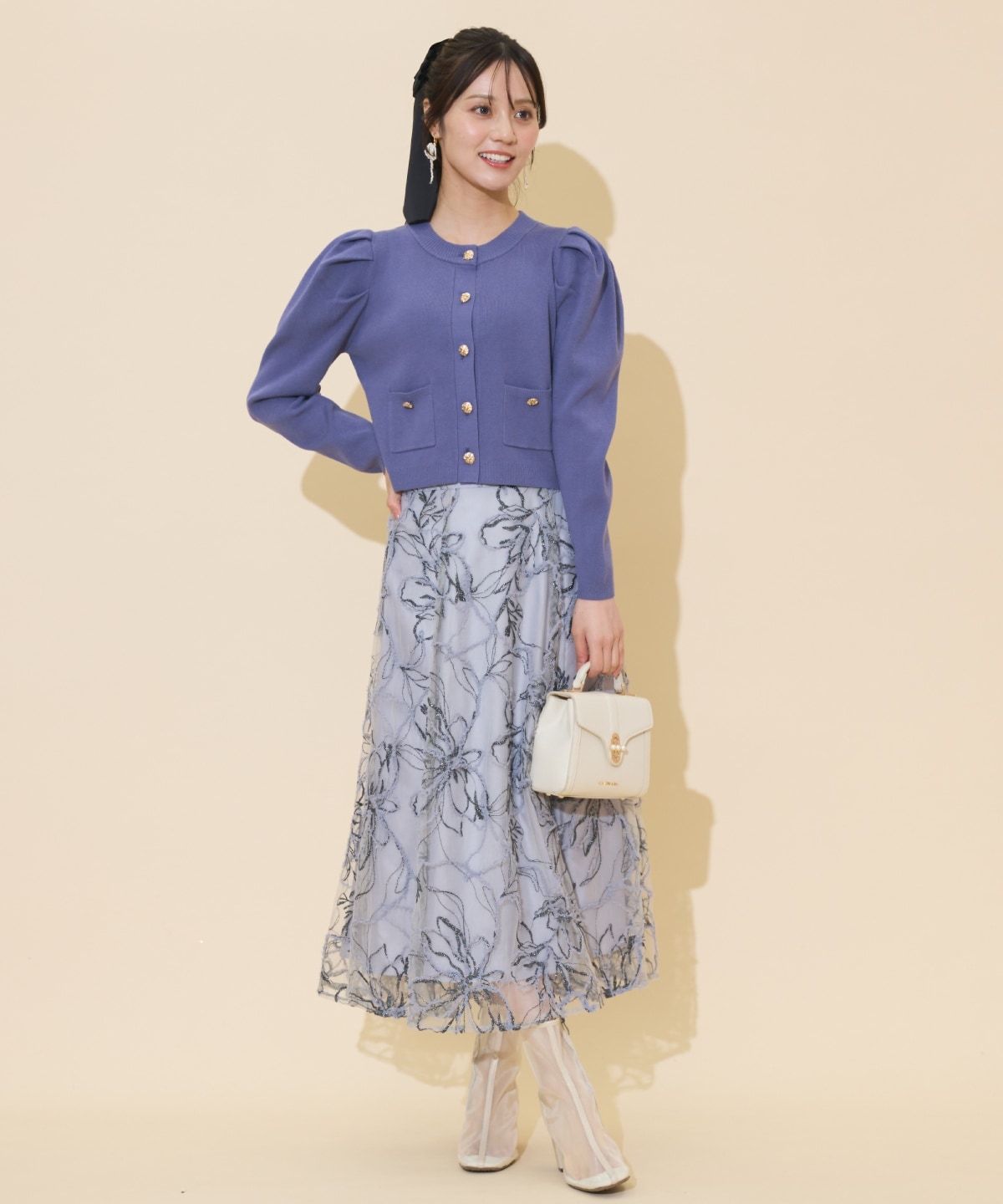 タックスリーブニットカーディガン