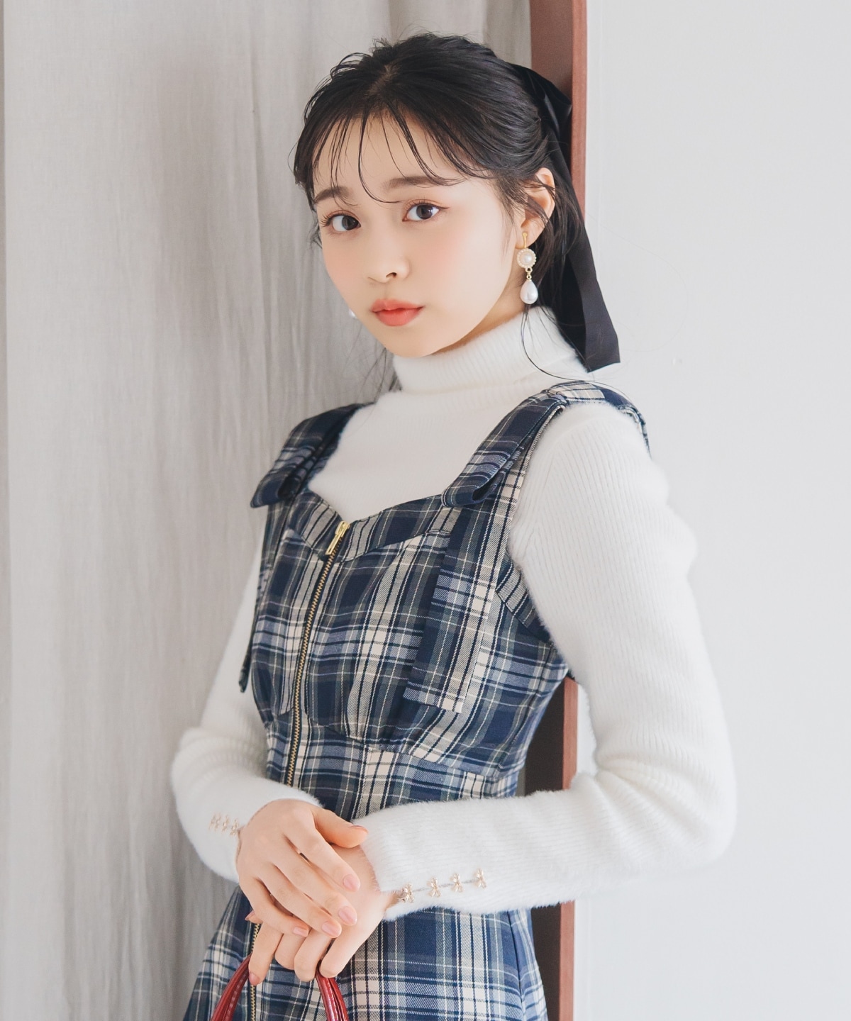 FOXライクヤーンタートルネックプルオーバー