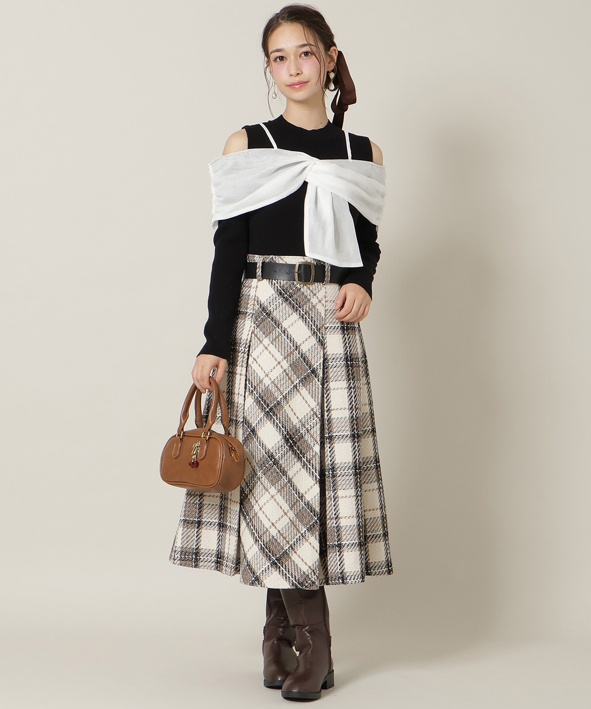 リボンビスチェドッキングリブニット