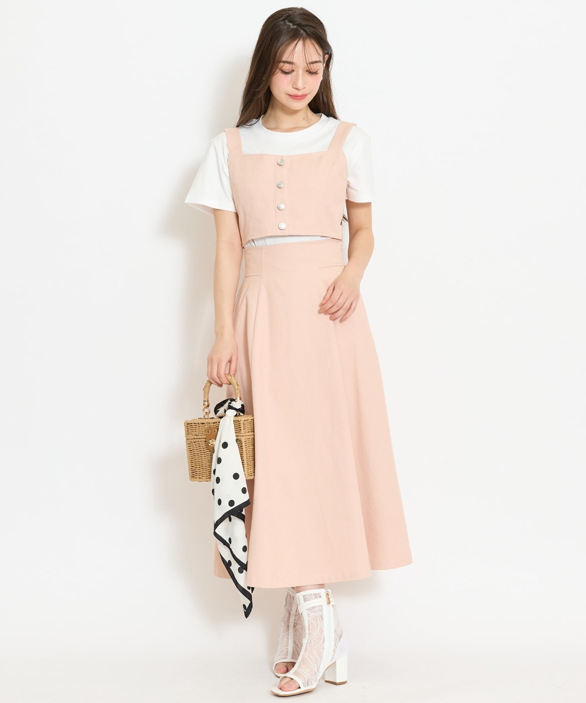 【セットアップ対応】ボタン付きデニムビスチェ