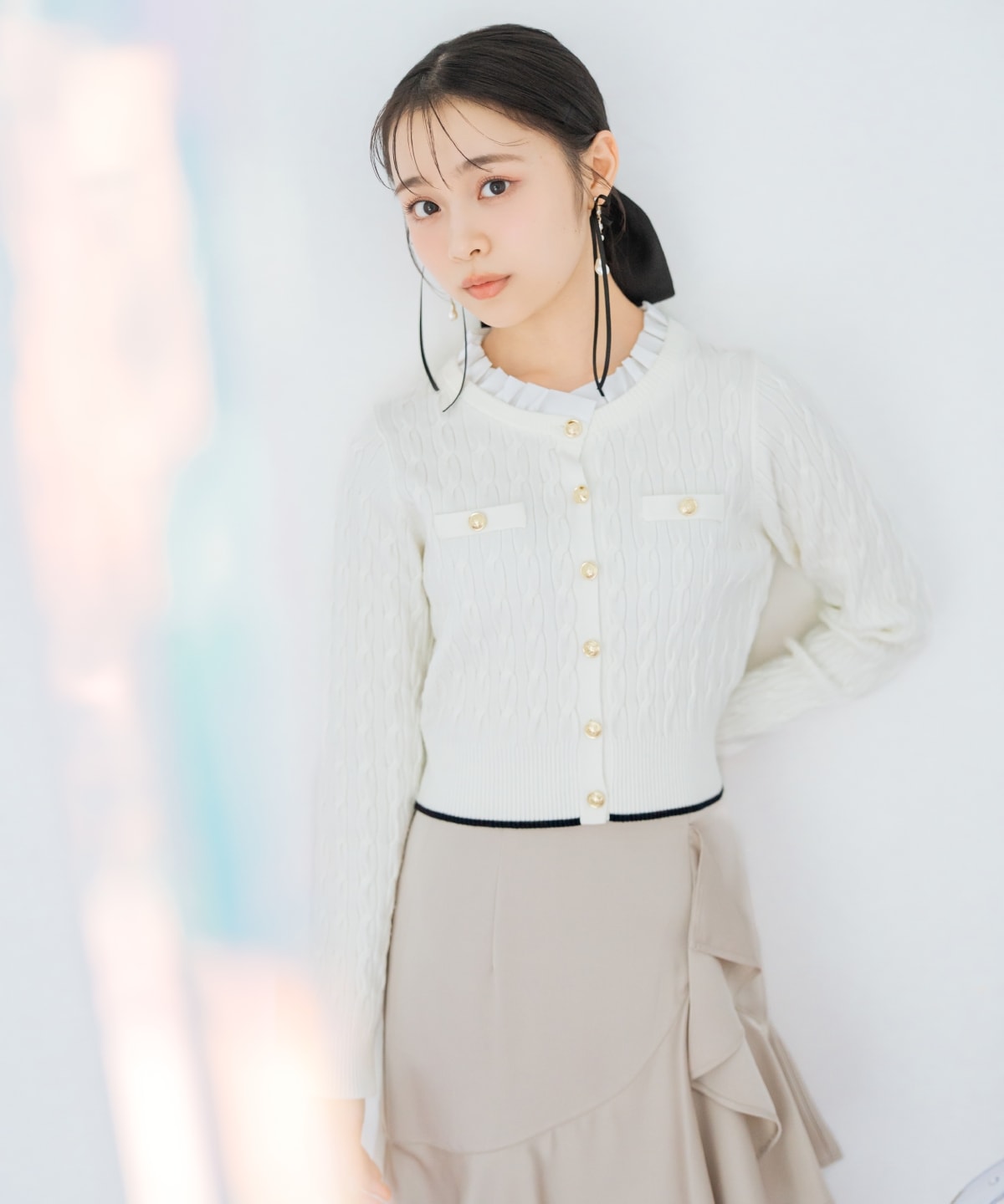 アシメラッフルサテンスカート