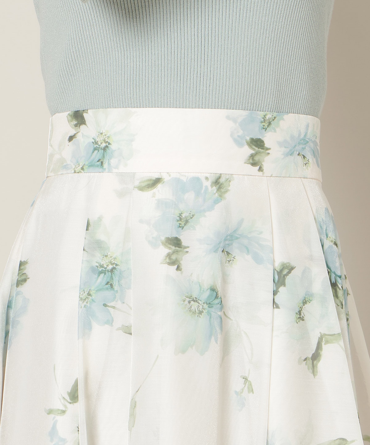 フラワープリントシアータックスカート