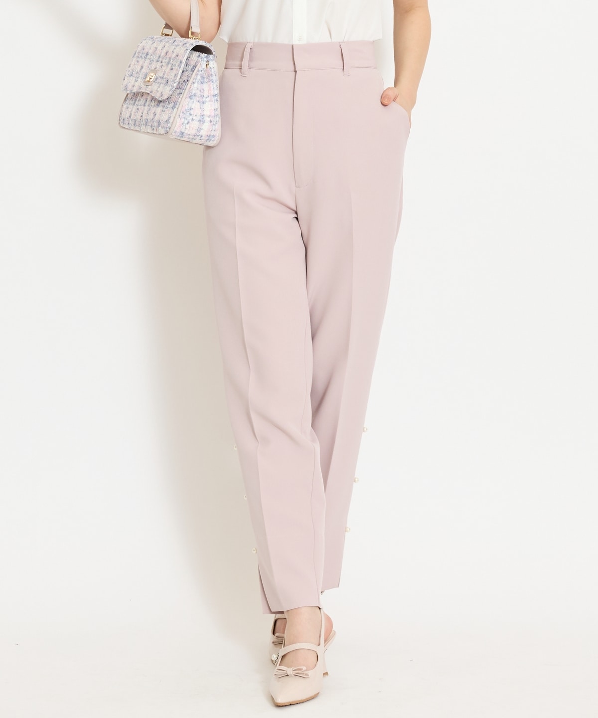 パールデザインテーパードパンツ