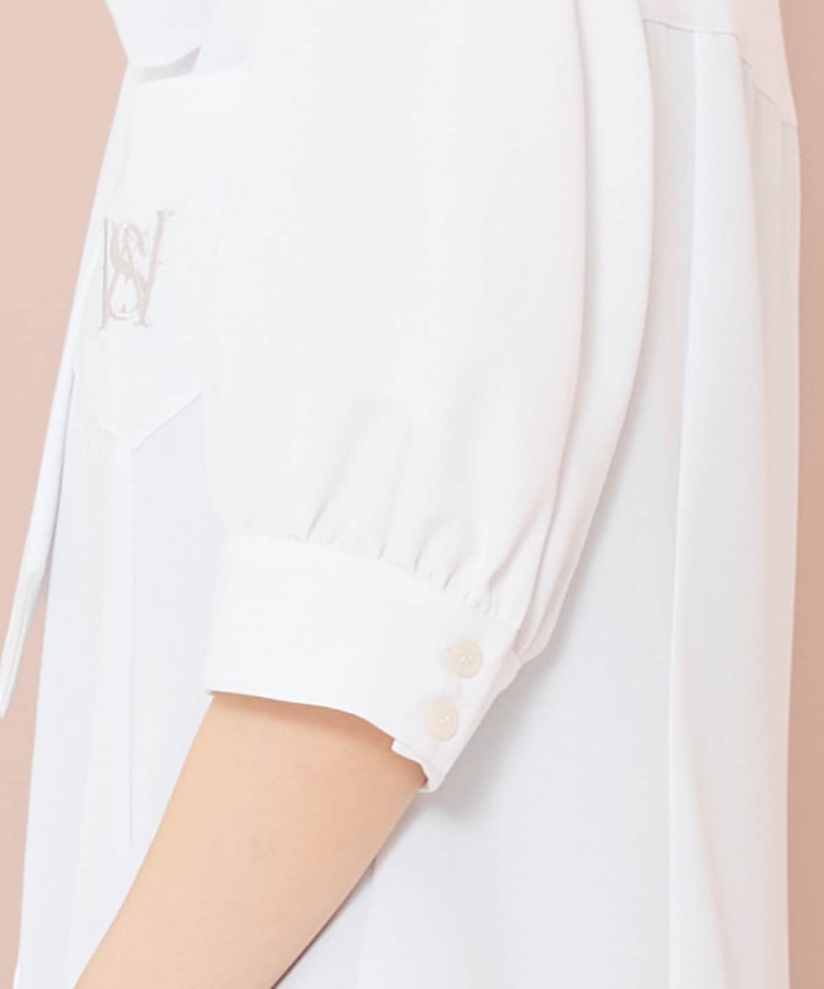 ティアードフリルリボンタイシャツワンピース