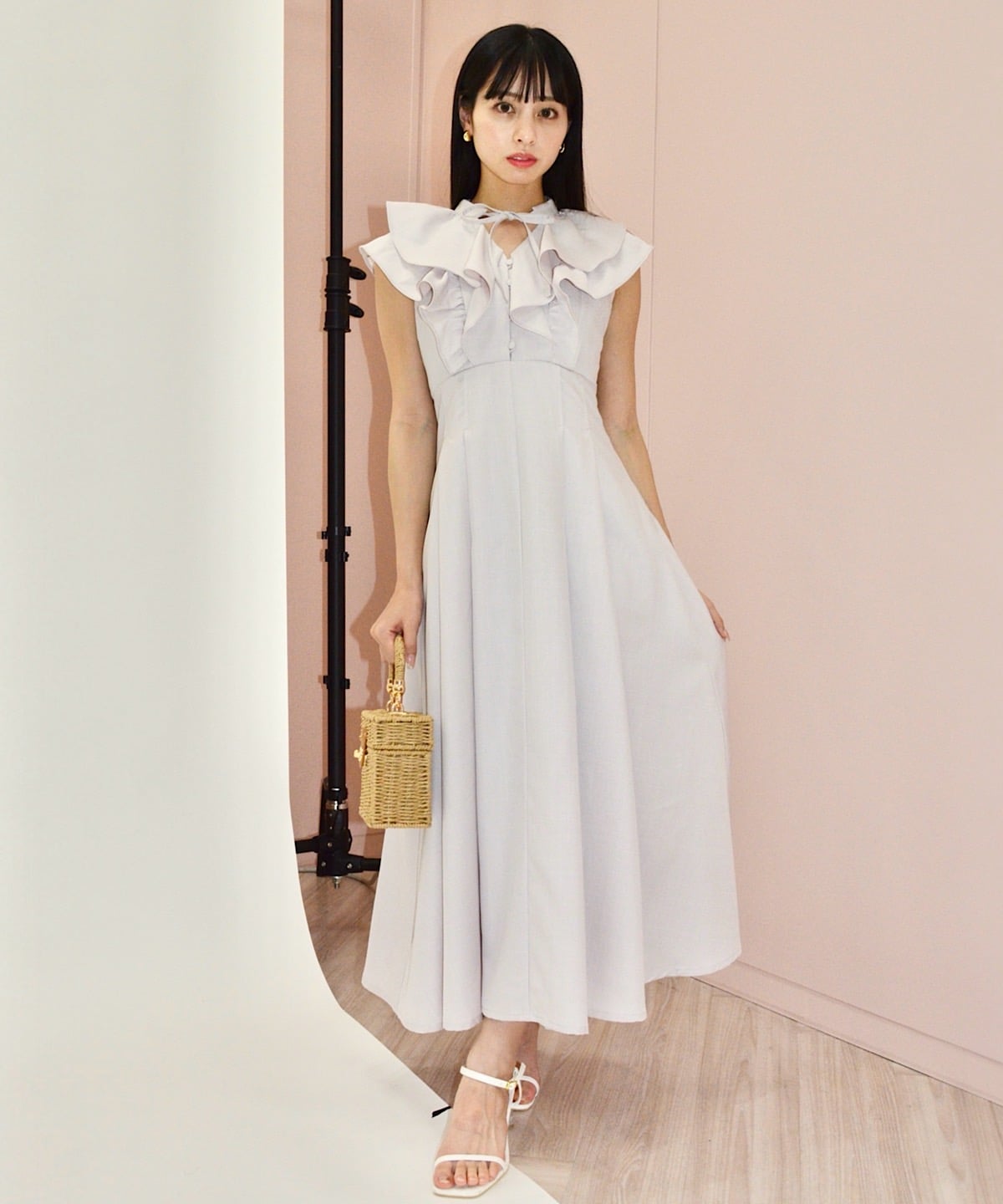 ナローリボンラッフルフリルワンピース