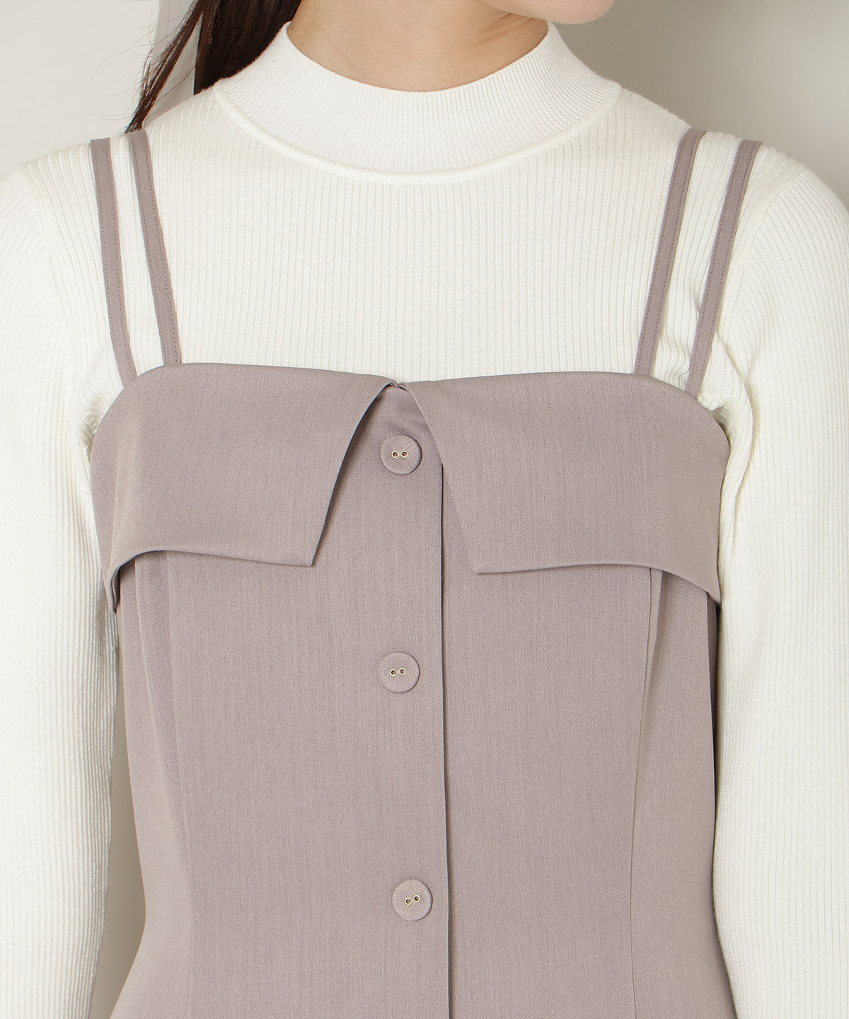 ギャザー切替ストラップキャミワンピース