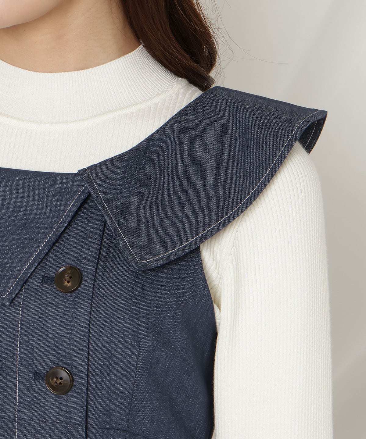 アシンメトリーリボンショルダーワンピース