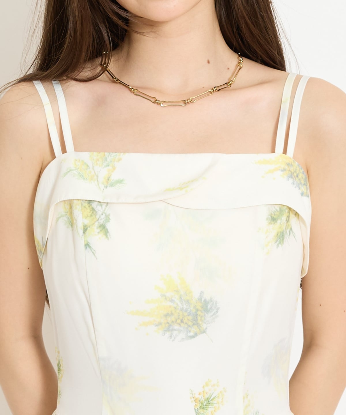 ミモザプリントキャミワンピース