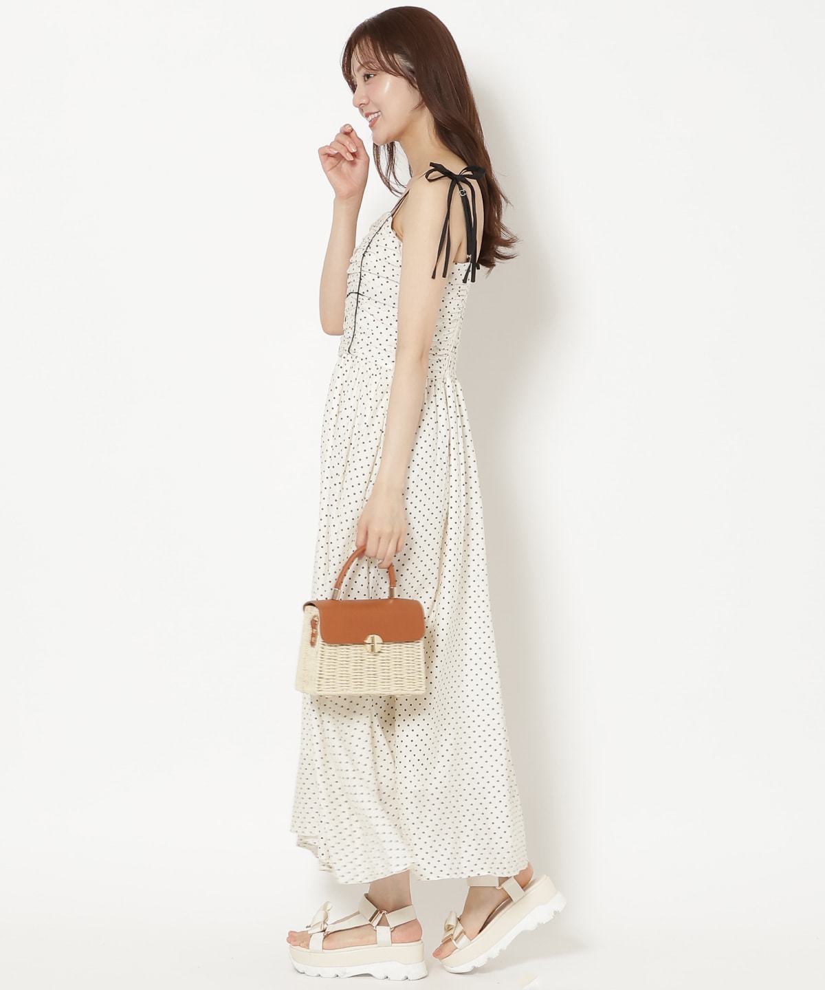 【7/16(thu)10時発売】リボンショルダーギャザーキャミワンピース