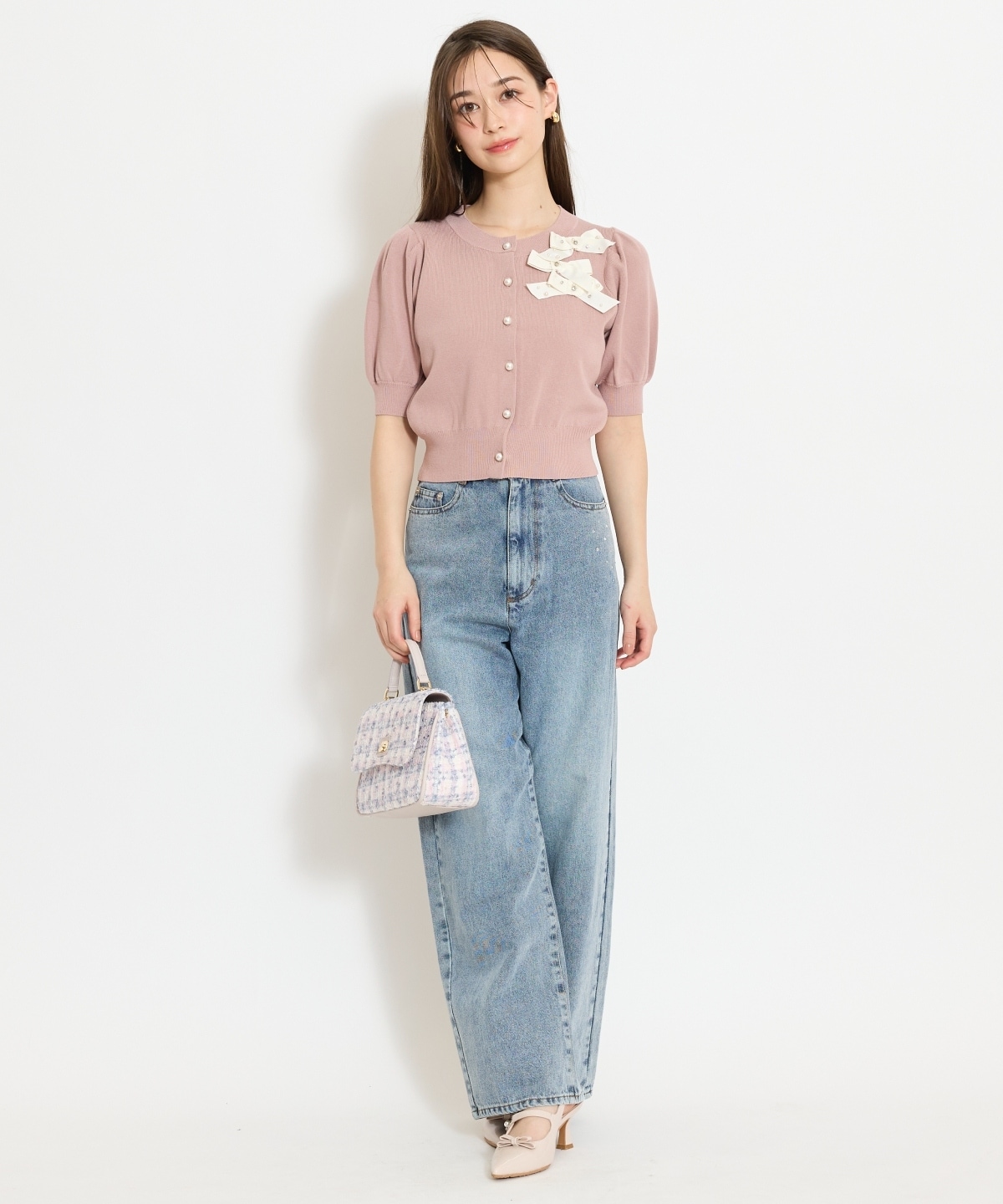 リボンデコレーションカーディガン