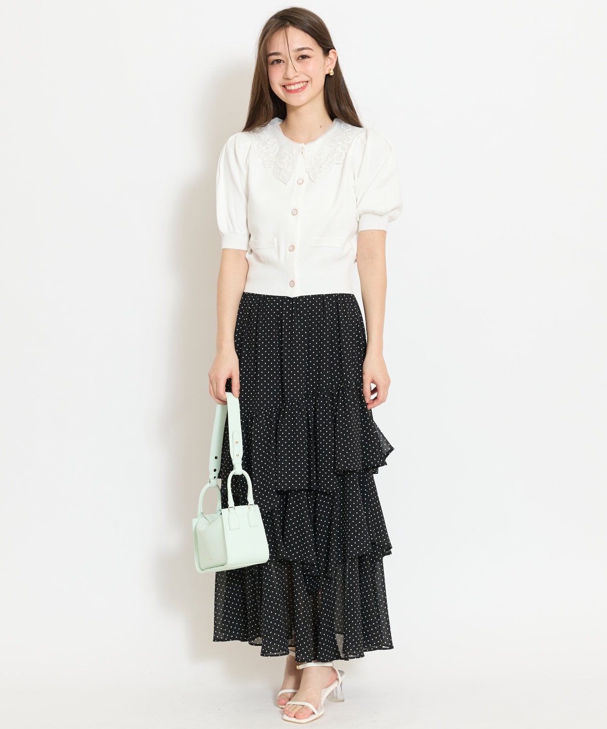 シアーレースカラーカーディガン