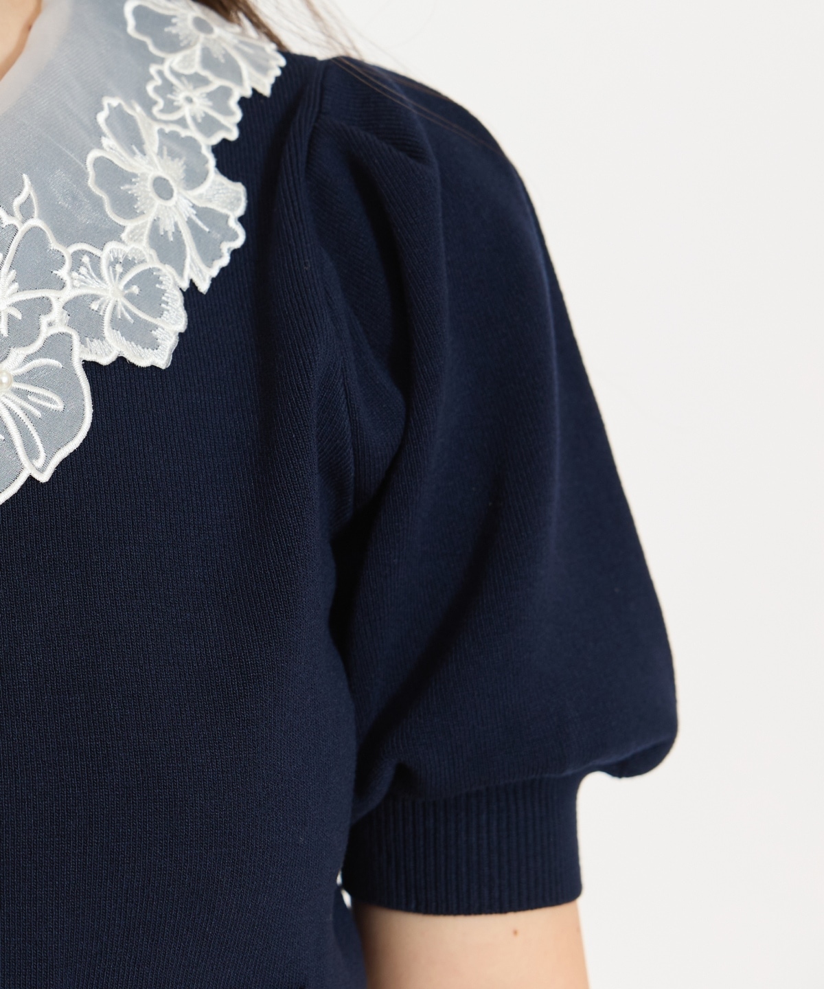 シアーレースカラーカーディガン