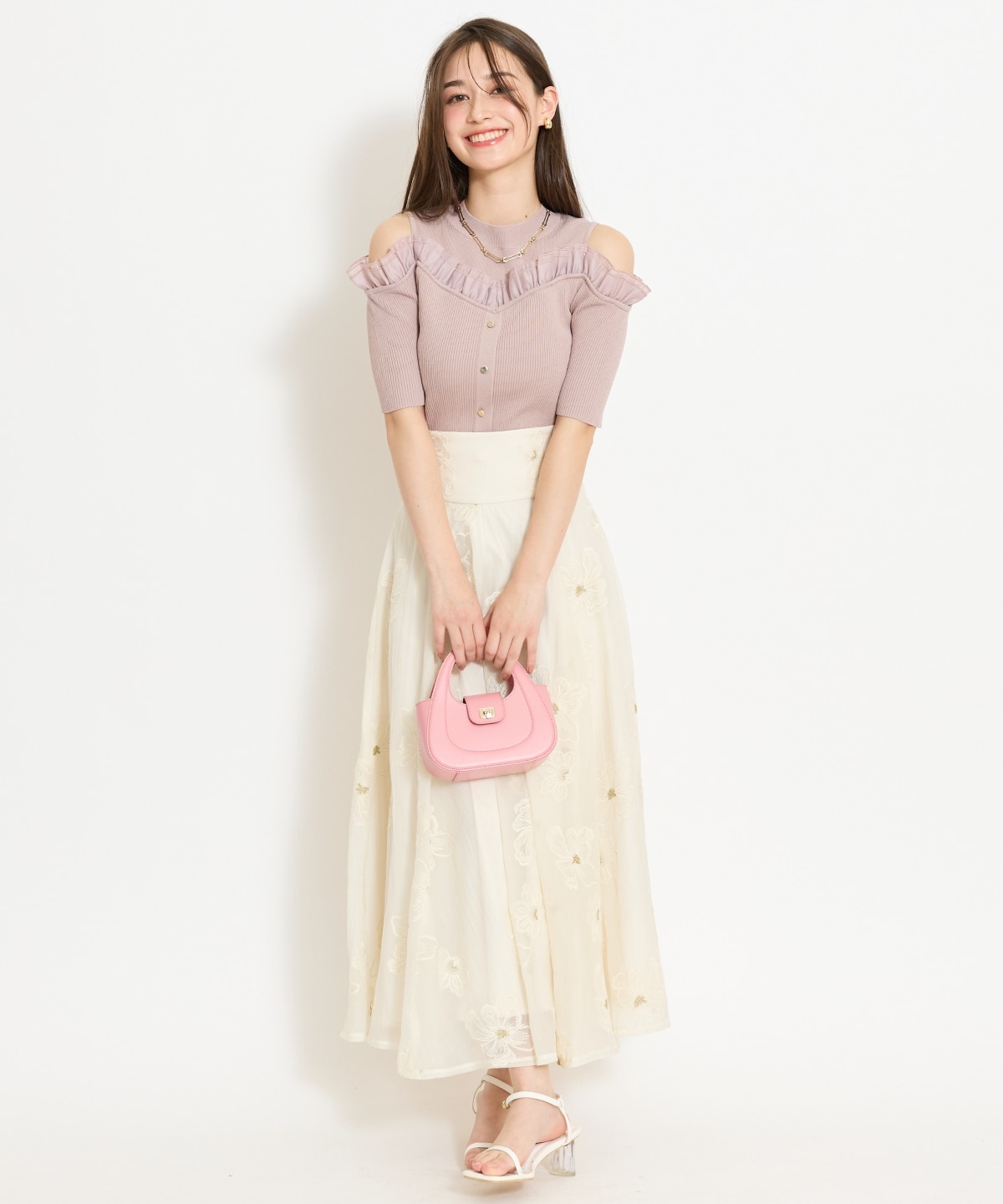 フリルレイヤードリブニット