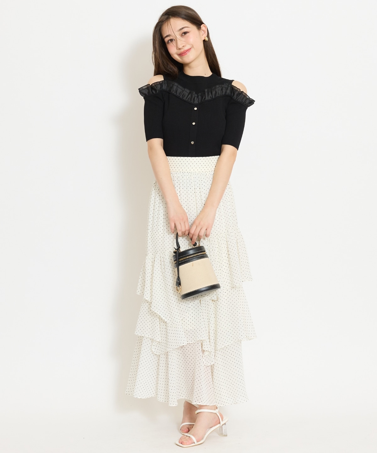 フリルレイヤードリブニット