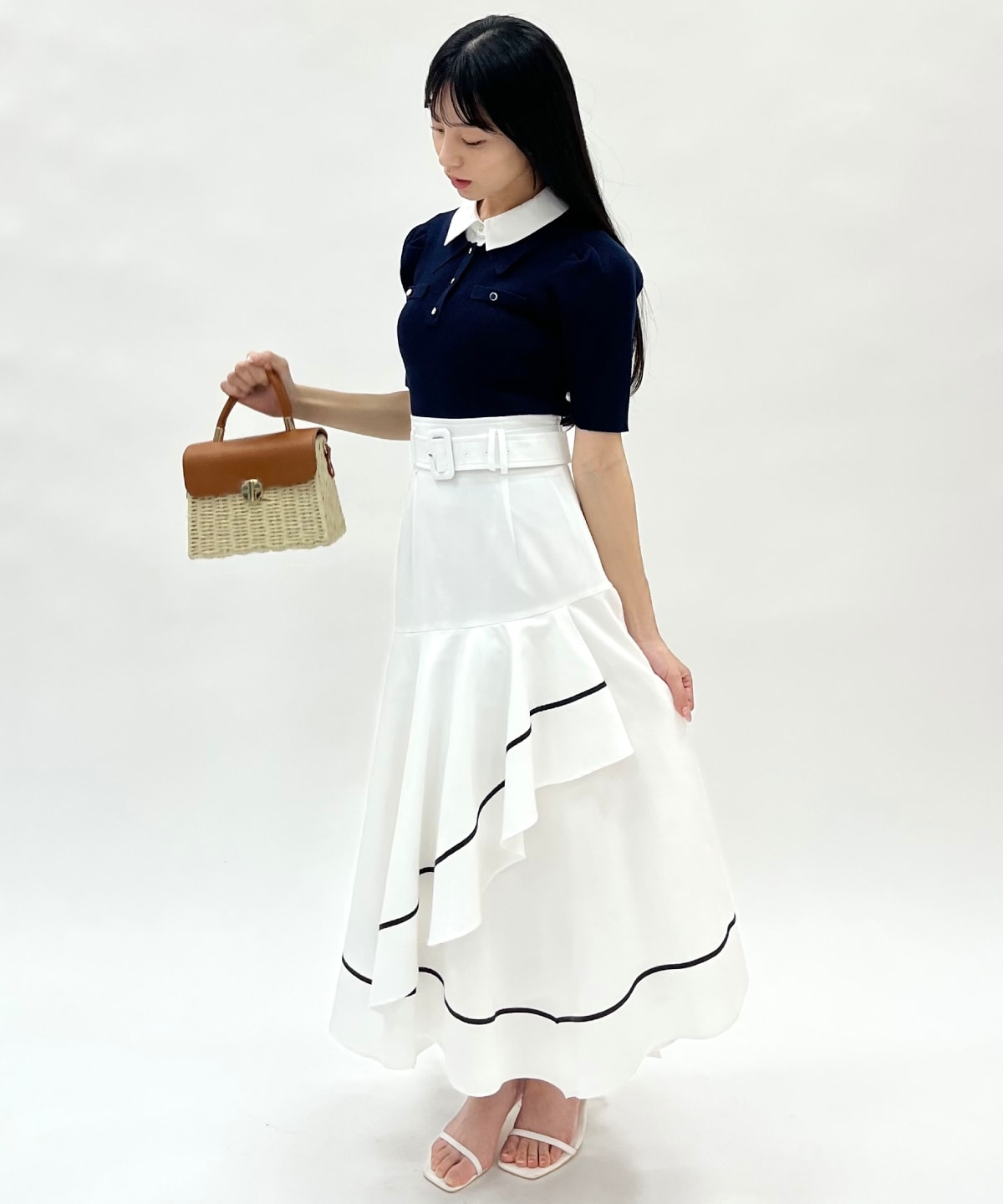 レイヤードカラーリブニット