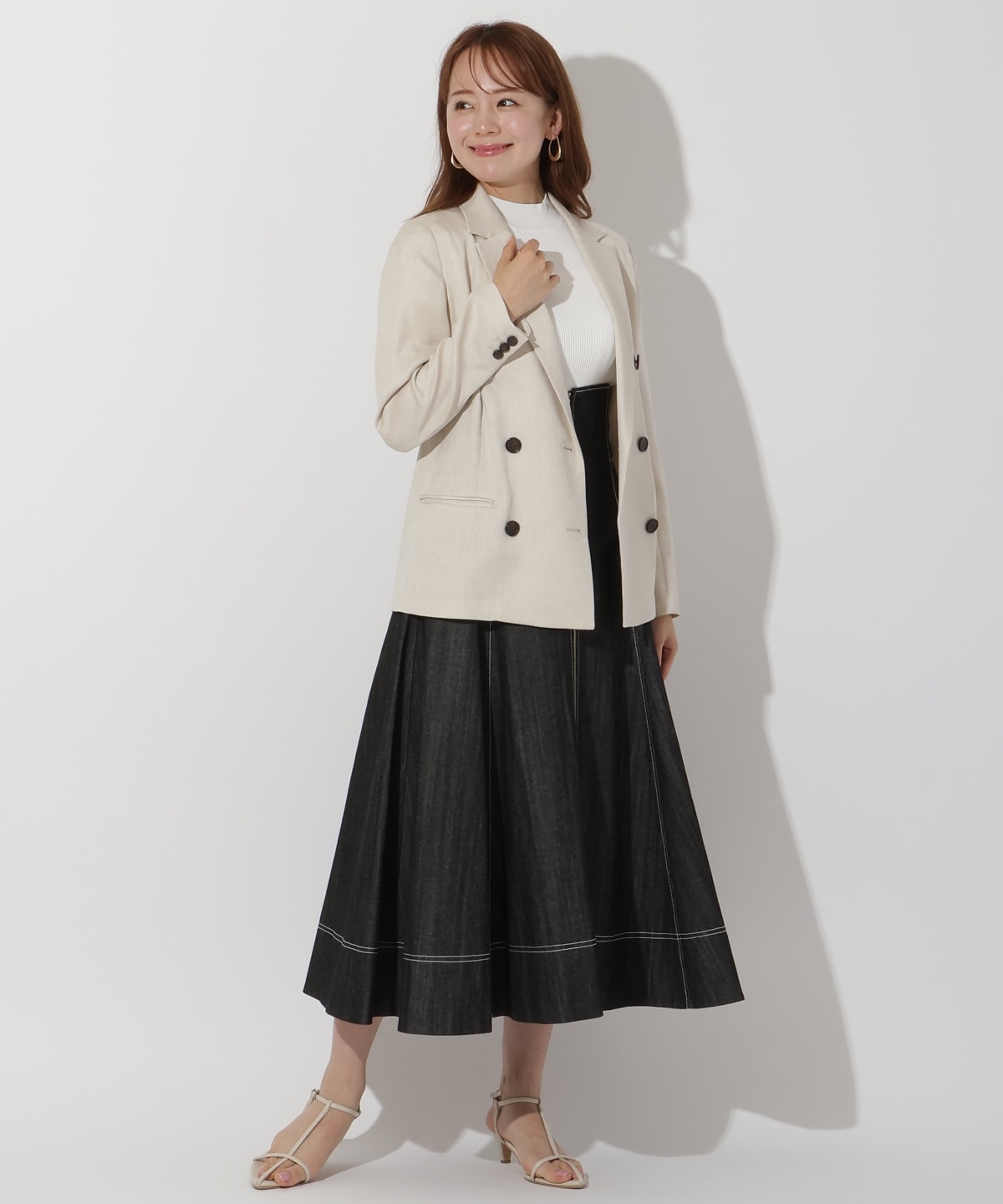 麻調テーラードジャケット