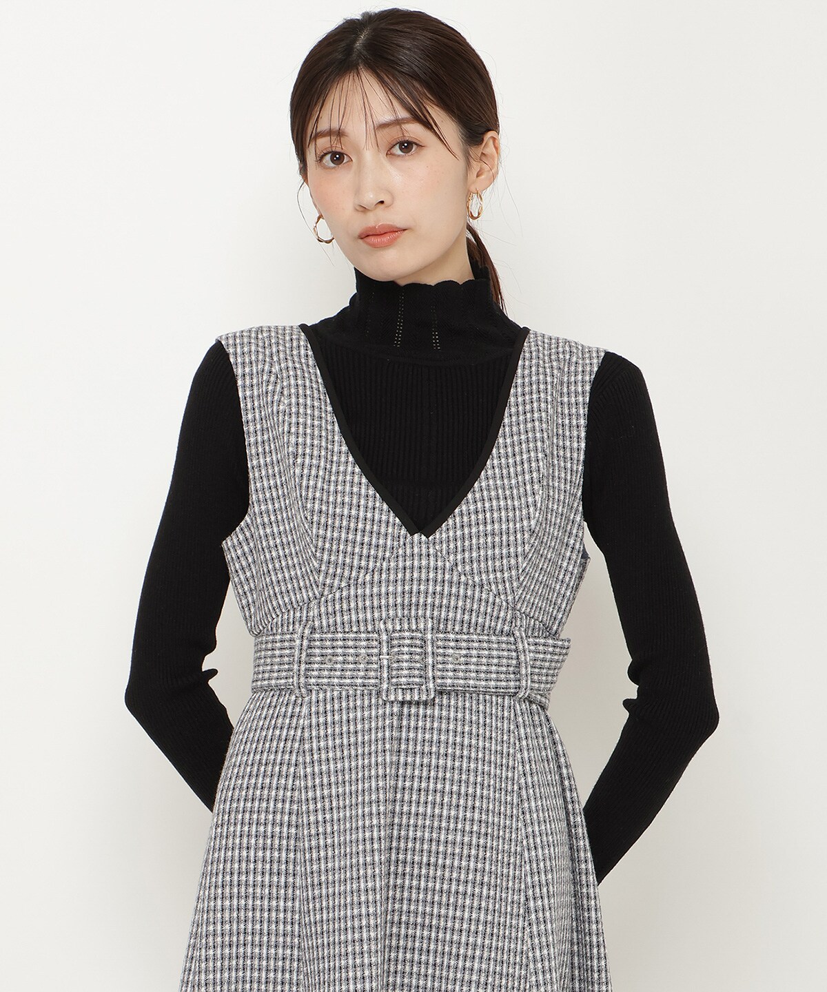 ラメツイードVネックジャンスカ