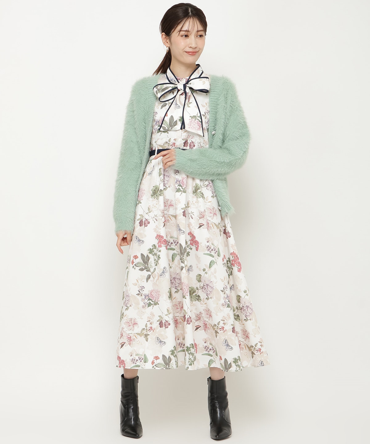 シャギーロングカーデ