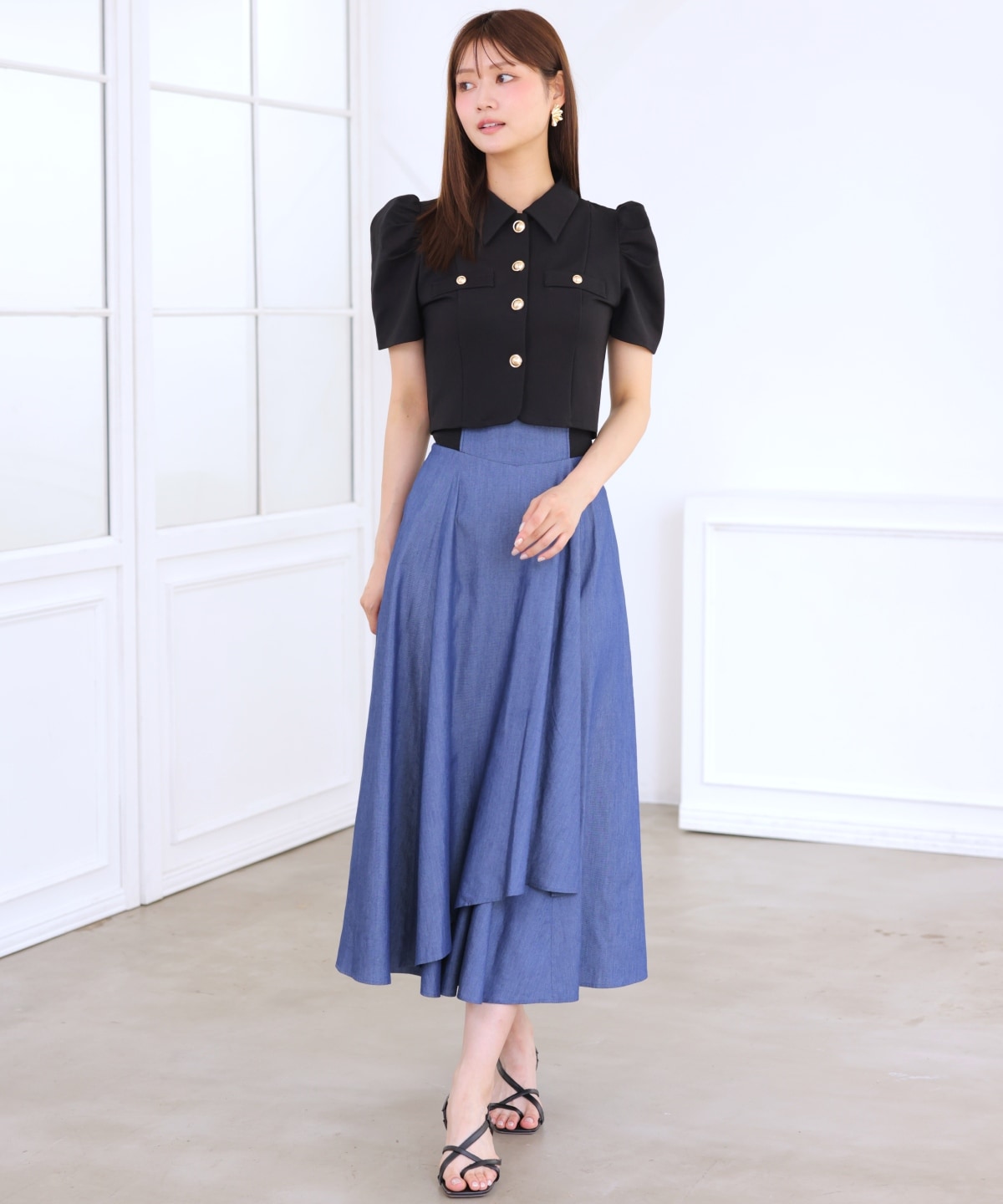 サイドリブシャンブレーデニムスカート