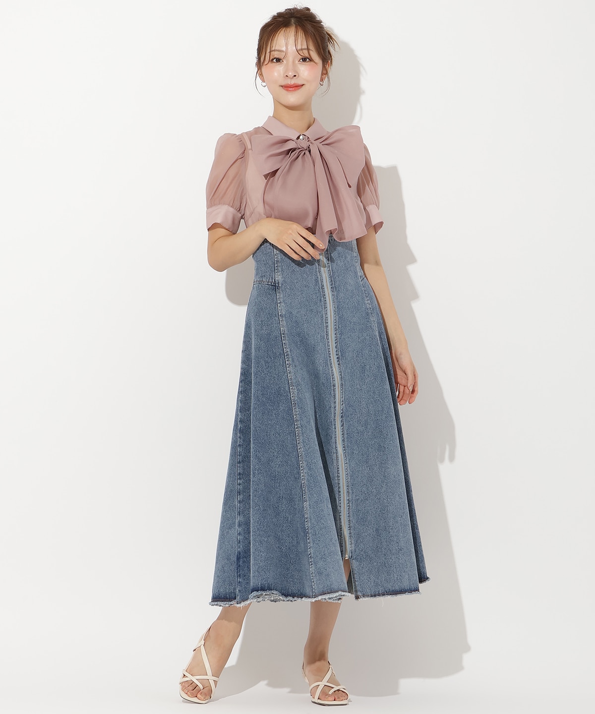 センターZIPデニムスカート