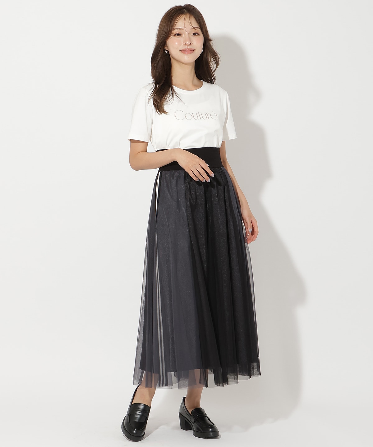 ライン入りチュールスカート