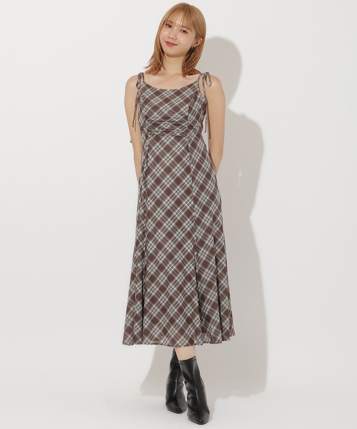 バイヤスチェックキャミワンピース