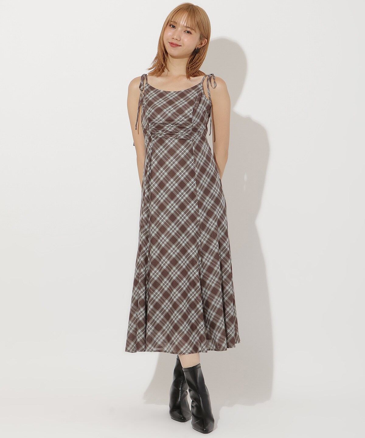 バイヤスチェックキャミワンピース
