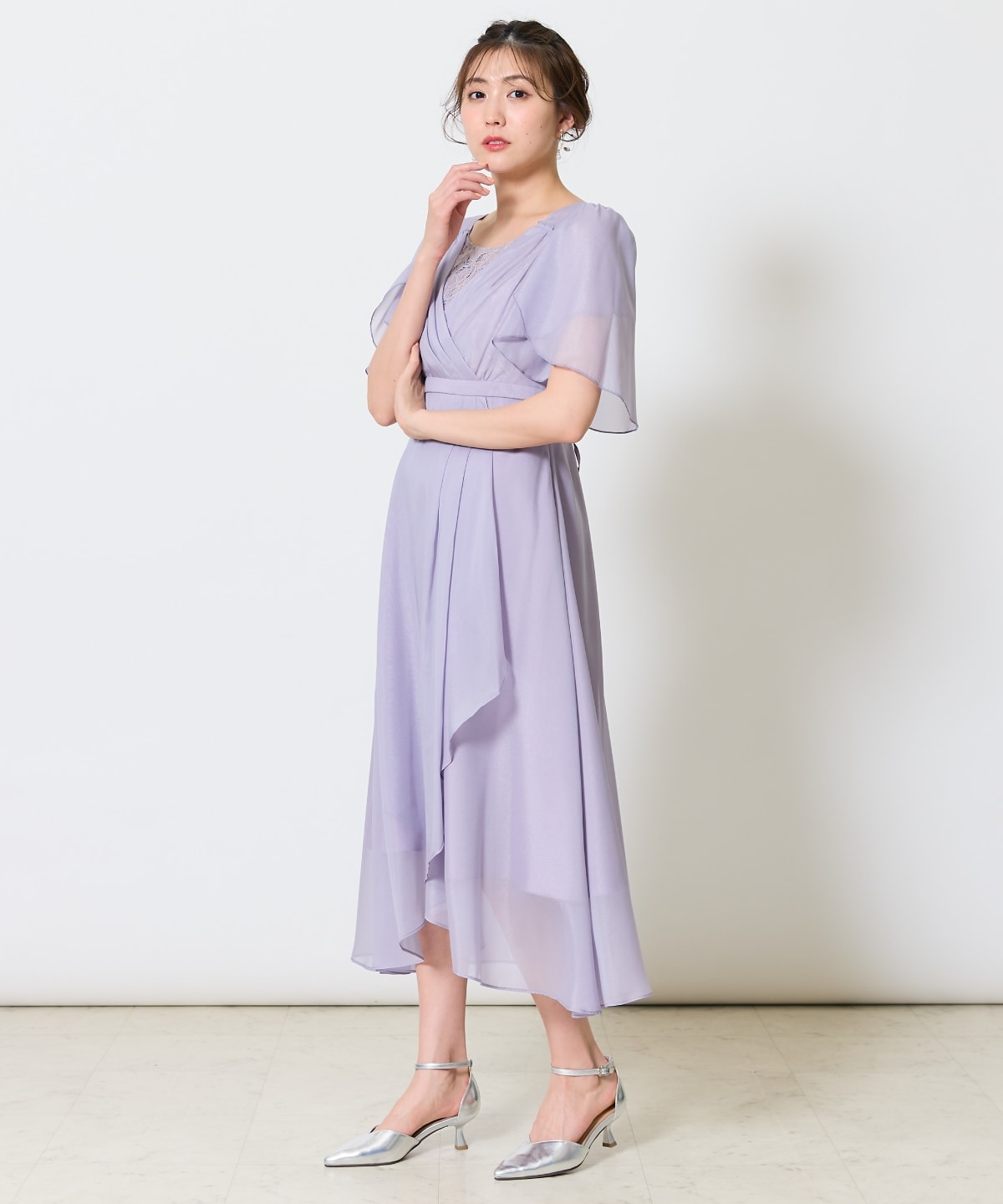 カシュクールレースレイヤードドレス