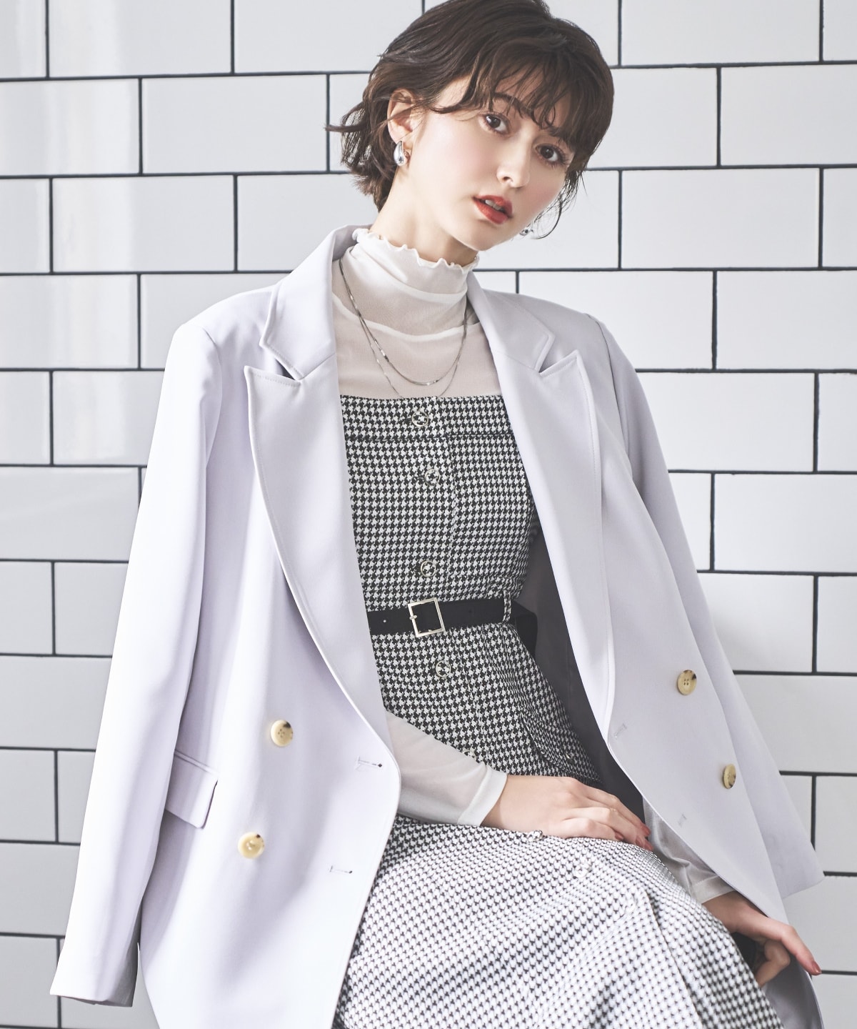 ダブルブレストオーバージャコット