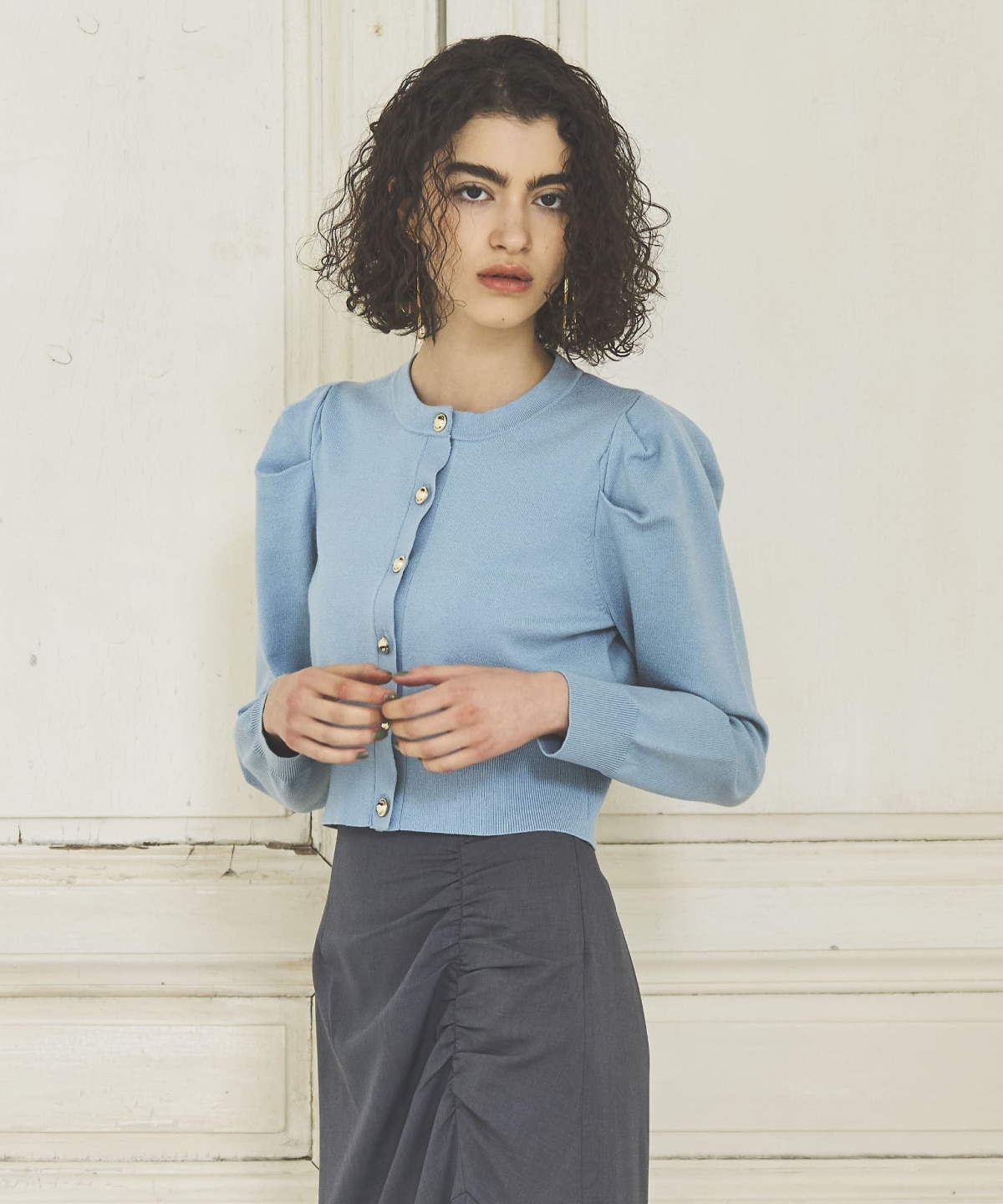 パワショルクルーネックカーディガン