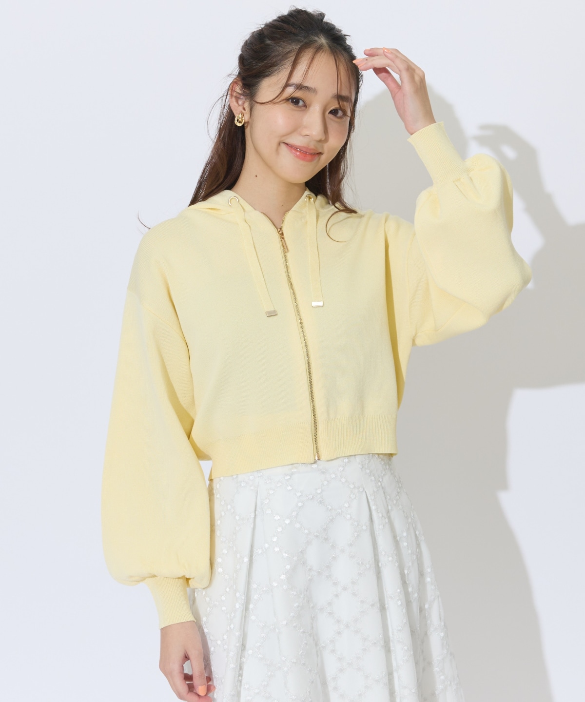 クロップドニットフーディー