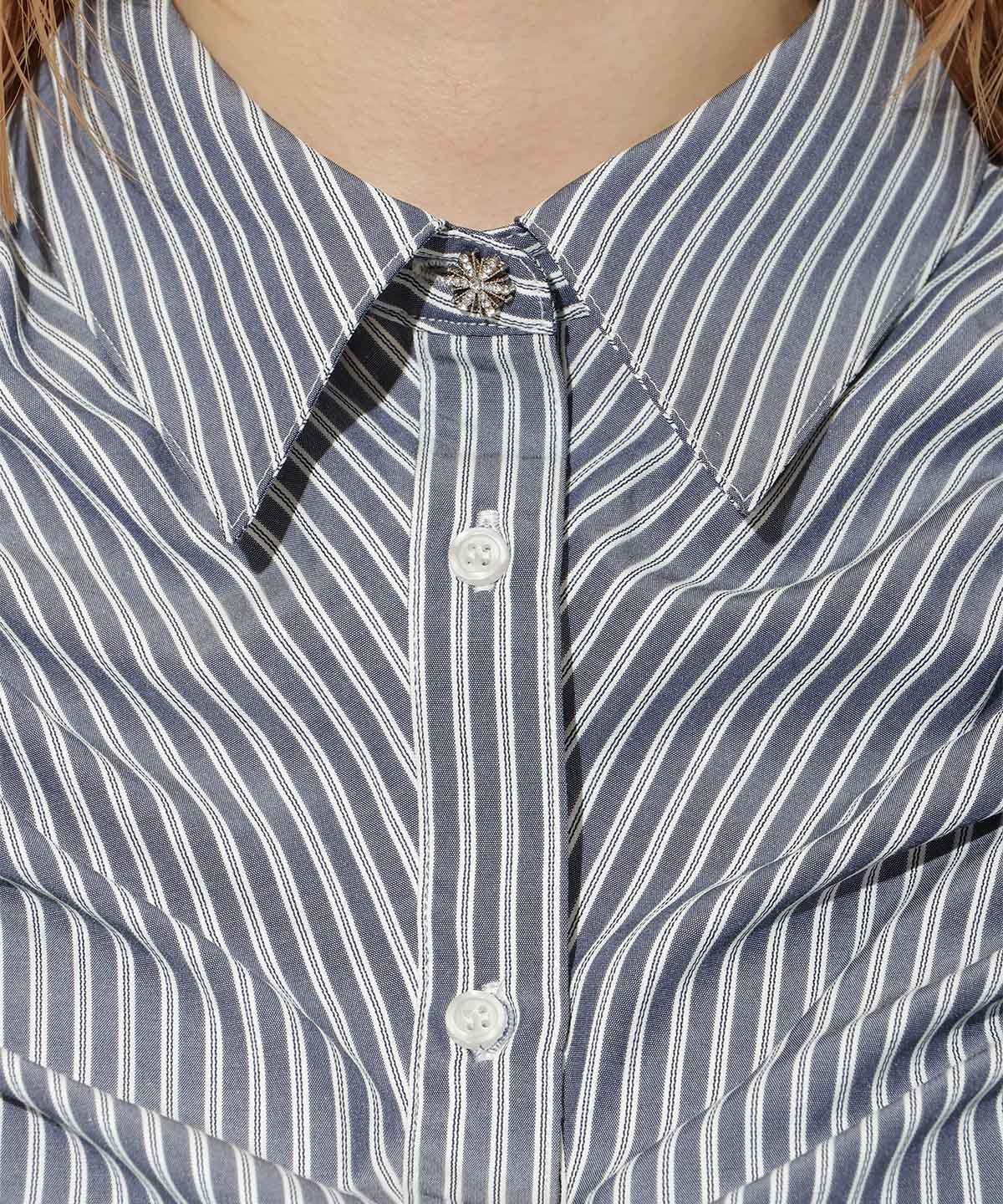 ストライプシャーリングブラウス
